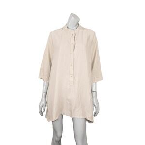 PAR EN PAR Women's The Easy Tunic Blouse in Bone Gray Size Medium NWT